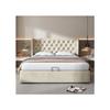 Double Bed - MUVOE - 140x190 Cm - Beige - Hydraulic Bed with Storage - Contemporary Design