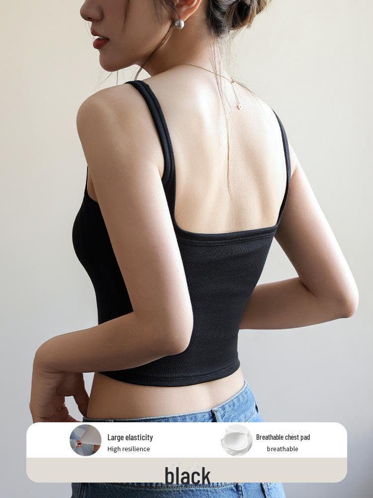 

Черный бюстгальтер-майка All-in-One с открытой спиной и подкладками для груди - женский дышащий летний топ-труба с подтяжками XL for 120-130 jin