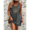 Minimalist Modern Style Line Sun Pattern Elegant Dress Moon Print Summer Casual Classic Skirt