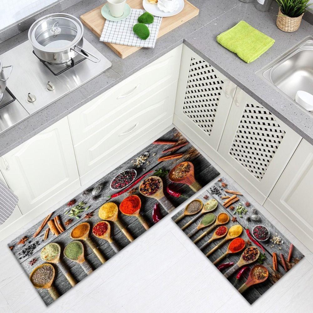 Waterproof Spices Kitchen Carpet Anti-fouling Spices Rug Skin Friendly Spices Kitchen Mat  Kitchen