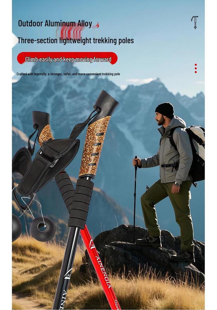 Outdoor Hiking Poles Set: 2-Piece Aluminum Alloy Trekking Poles with Cloth Bag.