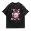 I M Just a Girl Who Loves Chickens Cute Chicken Buffs S T Shirt Vintage Washed Streetwear Graphic Soft Fashion Slightly