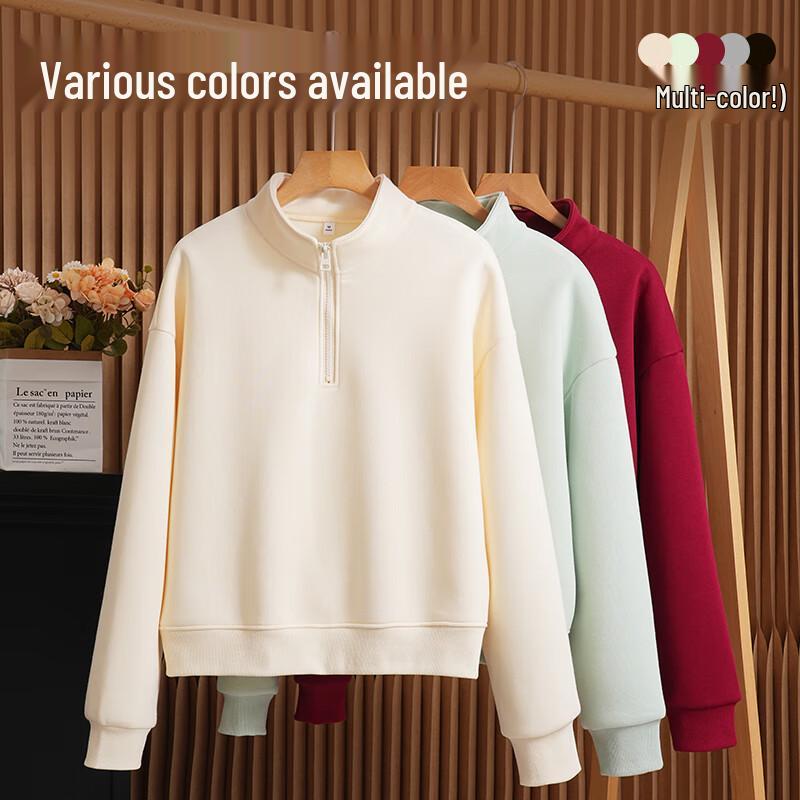 JEANSWEST CLUB Women's Half-Zip Plush Lined Stand Collar Sweatshirt