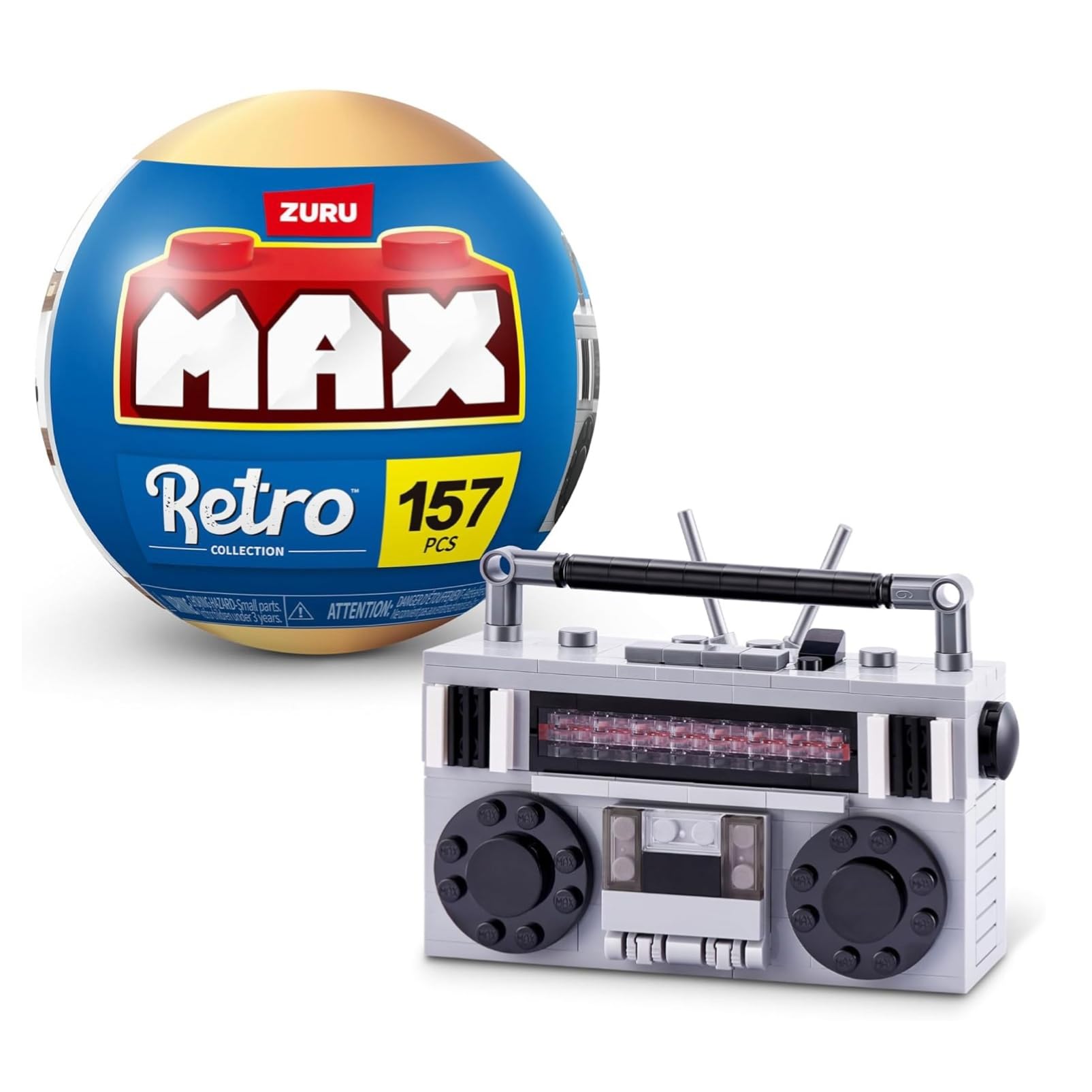 

ZURU Max Премиум Ретро: Кассетное радио Zulu Max Premium Retro: Бумбокс Коллекция миниатюрных блоков из 157 деталей Капсульная игрушка Аутентичная