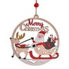 Wooden Christmas Tree Pendant Round Hollow Christmas Ornament Snowman/Santa Claus Elk Hanging Christmas Decoration Farmhouse