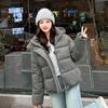 Winter new hooded women's simple solid color long-sleeved cold-proof short candy-colored bread clothes down cotton clothes