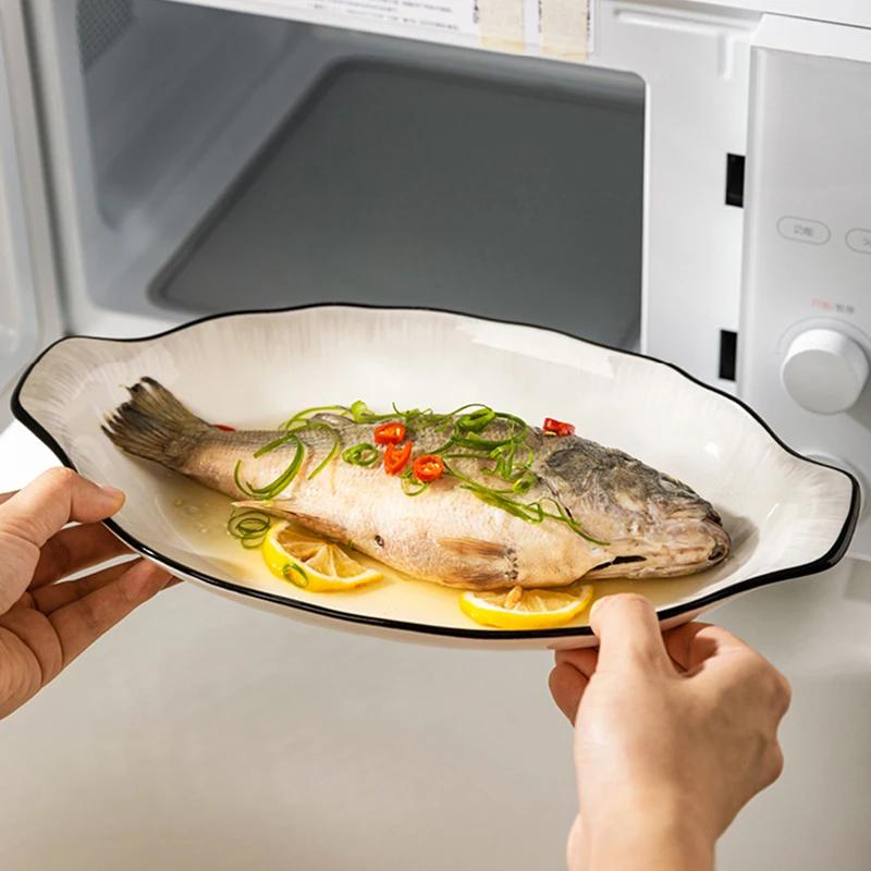 Vynikající talíře z keramiky v moderním stylu, talíř na velké ryby pro špičkovou restauraci, talíř na ovoce pro domácí odpolední čaj, unikátní nádobí