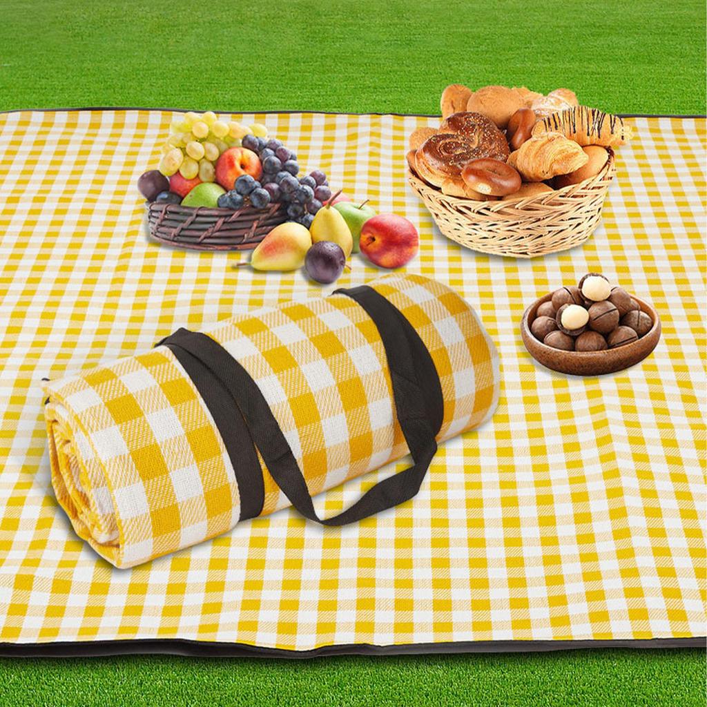 Portable Large Picnic Blanket Waterproof Sandproof Beach Mat, Sponge Outdoor Camping Mat, Large Lawn Mat for Park Beach Travel Hiking Family Gathering