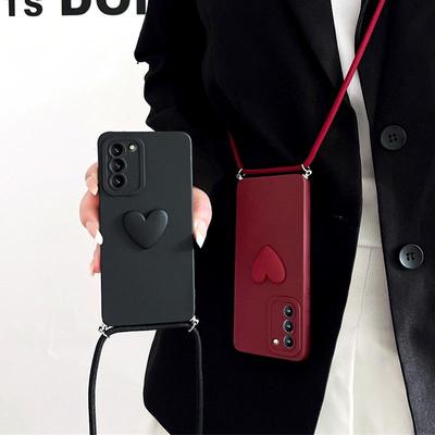 A54 A72 A53 A13 A33 A73 Crossbody Lanyard Love Heart Case For Samsung Galaxy S21 S22 S23 Plus Ultra 5g S20 Fe Cord Silicone Cover S21fe S20fe