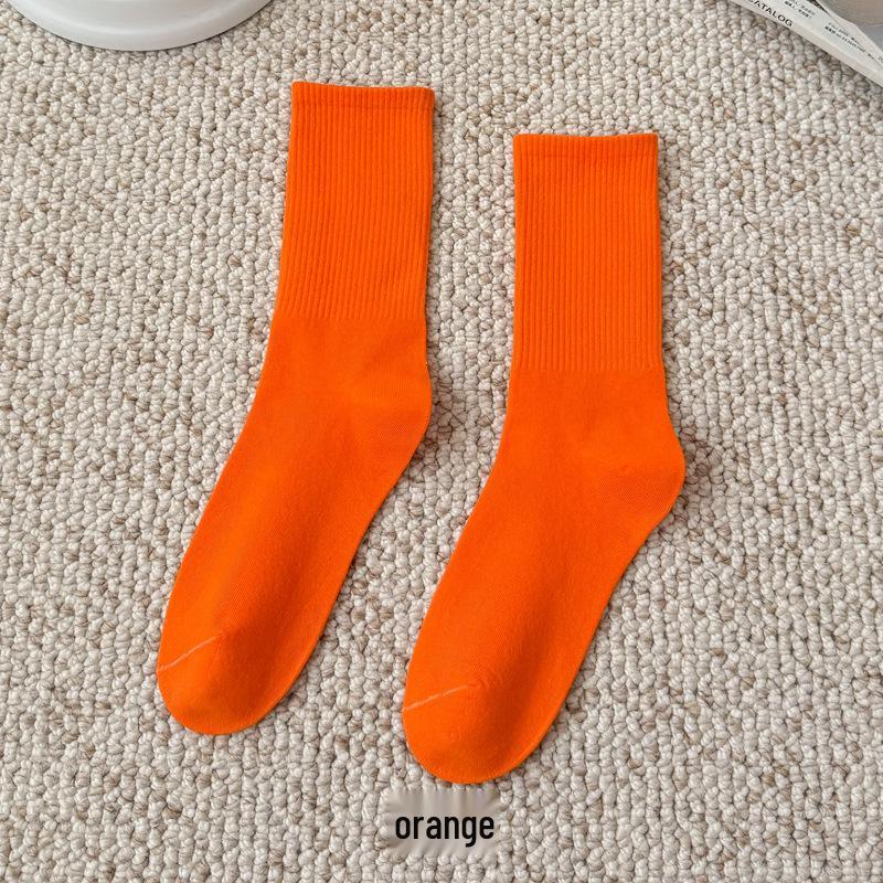 Bunte Damen Kniehohe Candy Color Scrunch Socken - Trendy, Ganzjährig, Mittelhoher Schaft, Einfache Tanz Baumwollsocken