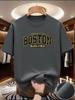 Unisex Sommer Modisch Lässig Sportlich Lockerer Stil Boston Druckmuster Bequem Atmungsaktiv Rundhals T-Shirt Top