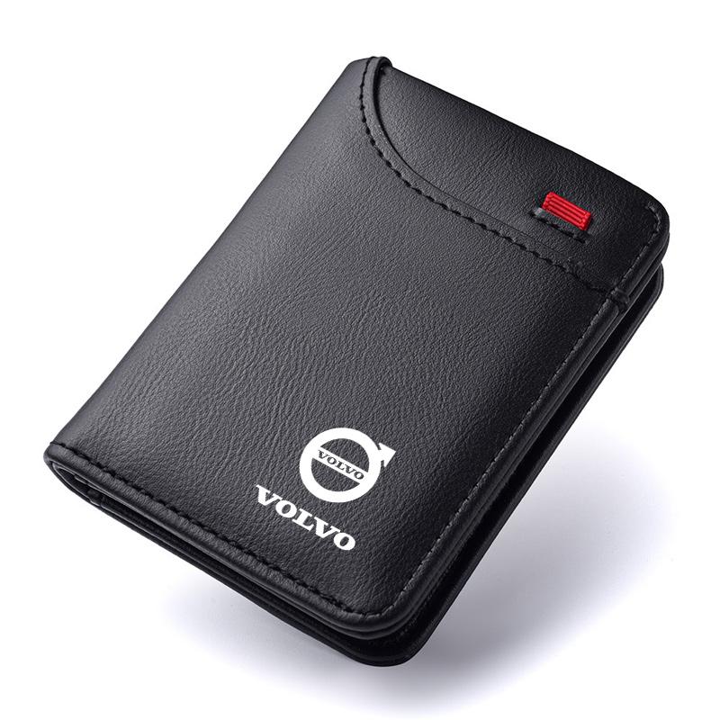 Auto-Emblem Weiche Geldbörse Leder Mini-Kreditkartenetui Tragbare Kleine Geldbörse Für Volvo XC60 V50 XC90 V40 XC40 V60 EX30 T6 V90 S60