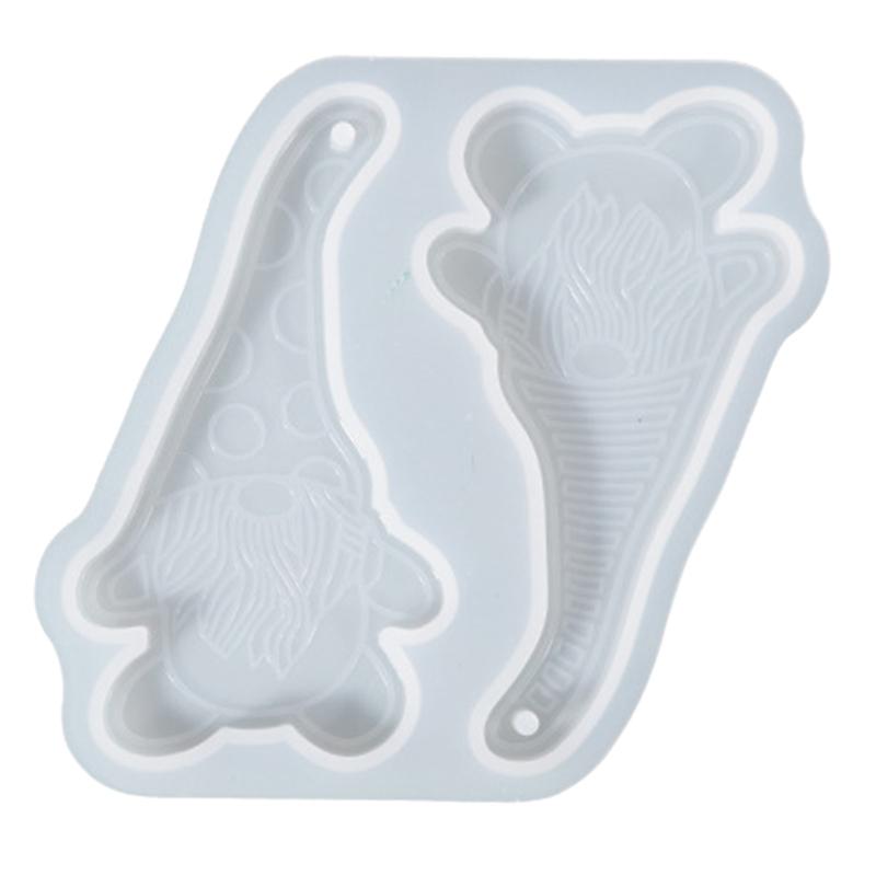 Christmas Santa Silicone Mould Keychain Xmas Tree Hanging Pendant Mold with Hole Luggage Tag Charm Jewelry Making Craft