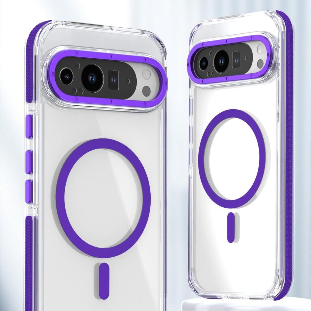 Two-Color Transparent Magnetic Phone Case for Google Pixel 9 Pro XL 5G - Lightweight & Drop-Proof
