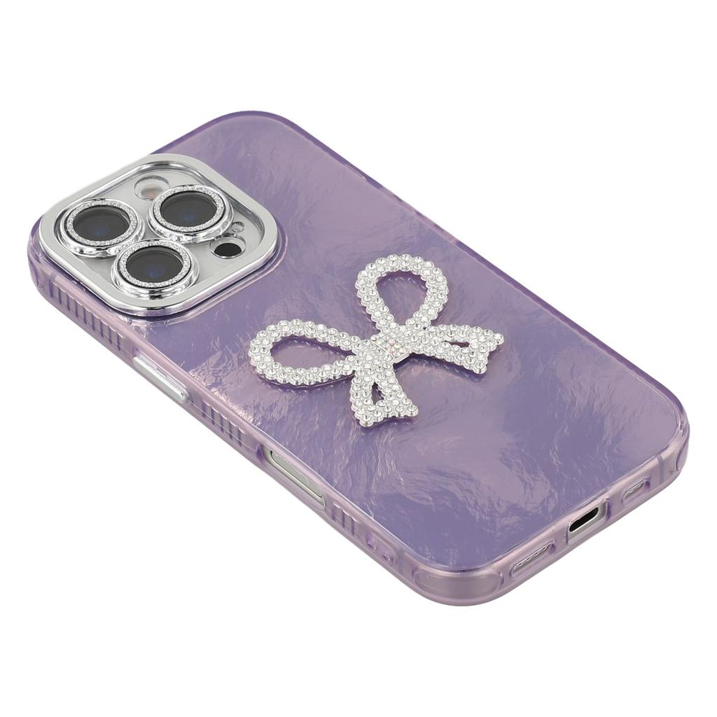 Чехол для iPhone 16 Pro с декором в виде большого банта, IMD PC+TPU, чехол для телефона с защитной пленкой для стеклянного объектива