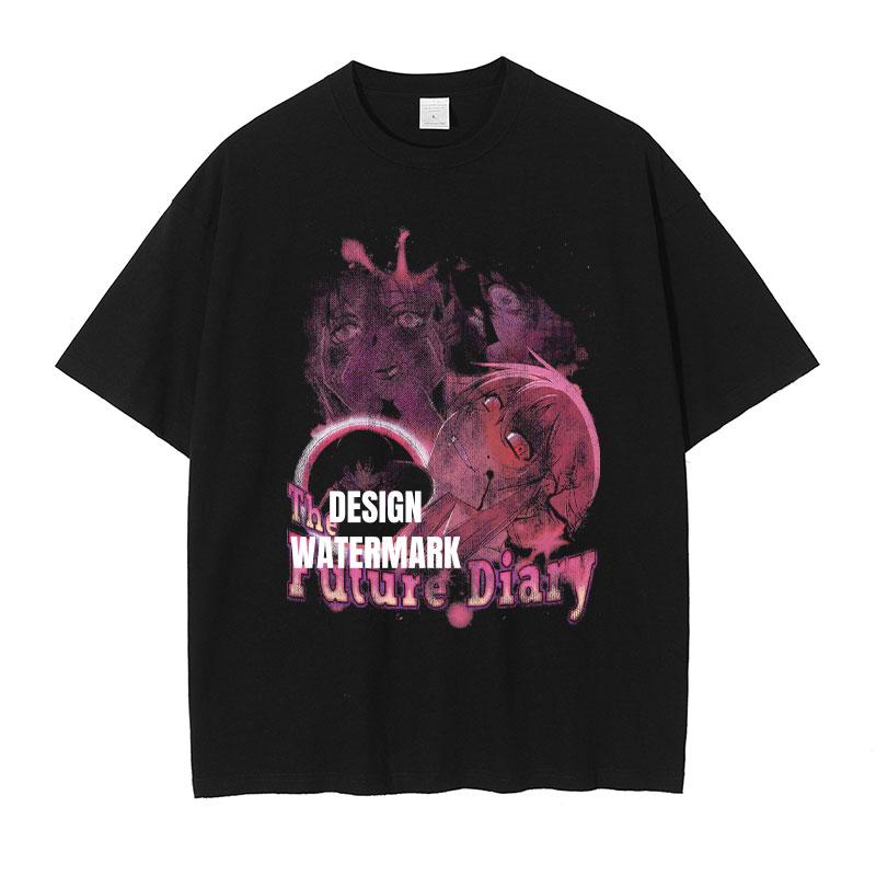 

Anime The FFuture Diary T Shirt Oversized Vintage Washed Gasai Yuno Tshirts Unisexga Mirai Nikki Summer Tops Tees Unisex Cotton S