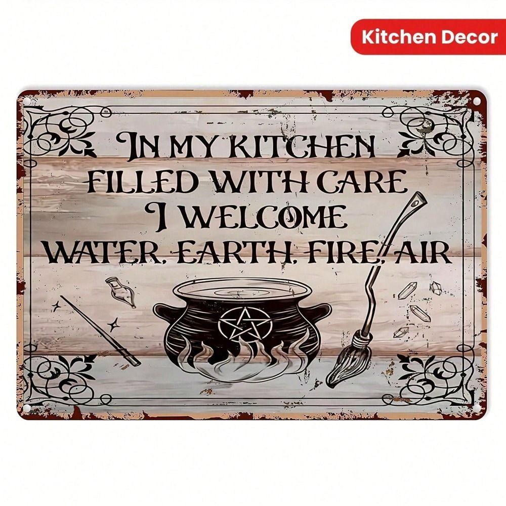 Vintage Metallposter Hexe in meiner Küche Wandkunst für Küche Bar Garage Halloween Geschenk