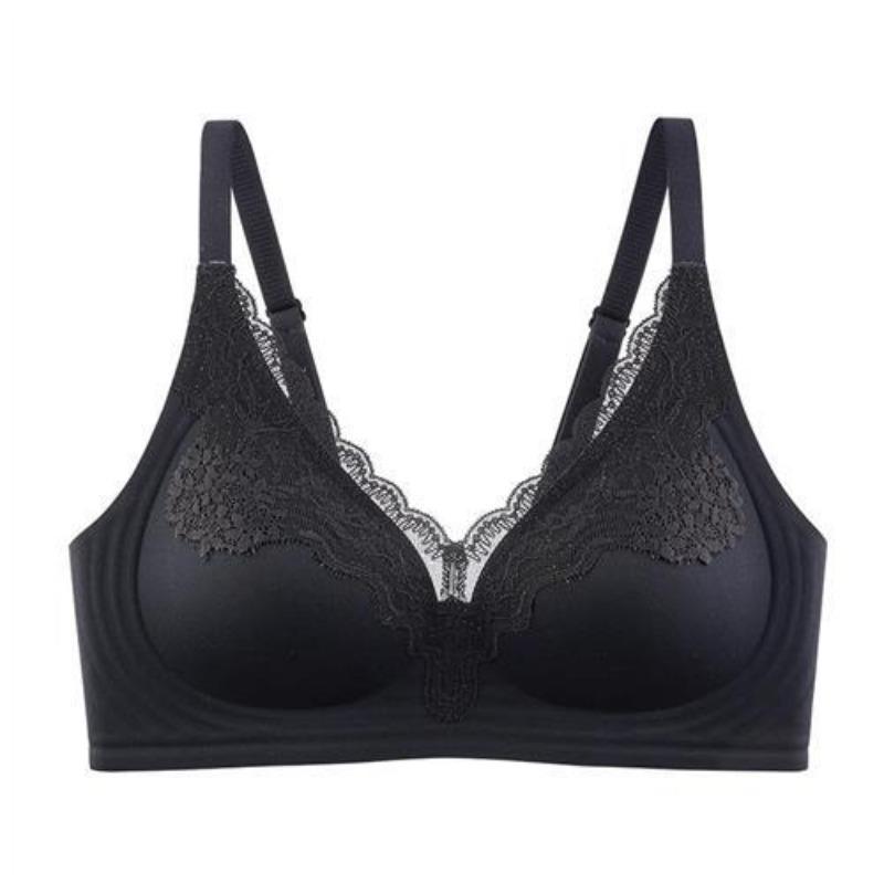 

Women Lace Wireless Bra Adjustable Straps Back Hook Closure Comfort Lingerie M чорний