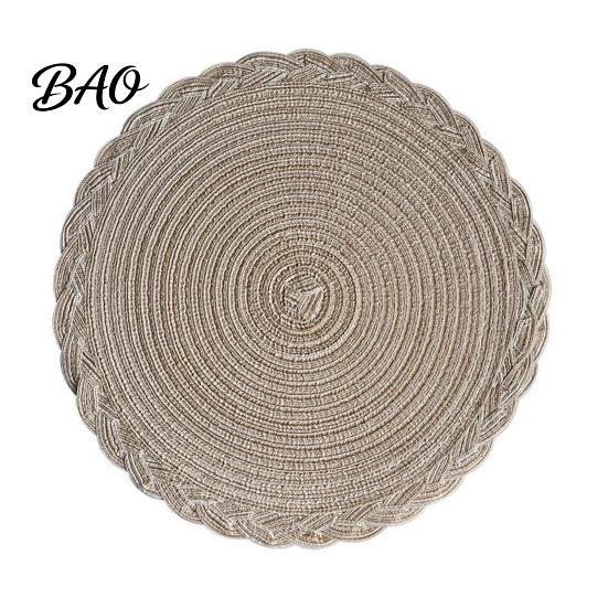 Thermal Insulation Placemat 12 Inch Round Placemats, Polyester Woven Braided Place Mats, Durable Table Mat Washable Heat Resistant Circle Dining Mats