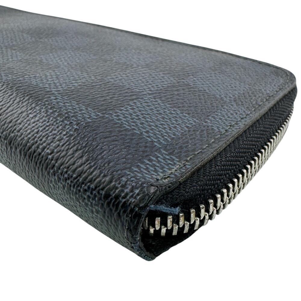 LOUIS VUITTON N63095 Zip Around Damier Grafitte leather Zippy Wallet Vertical Purse black leather mens Used