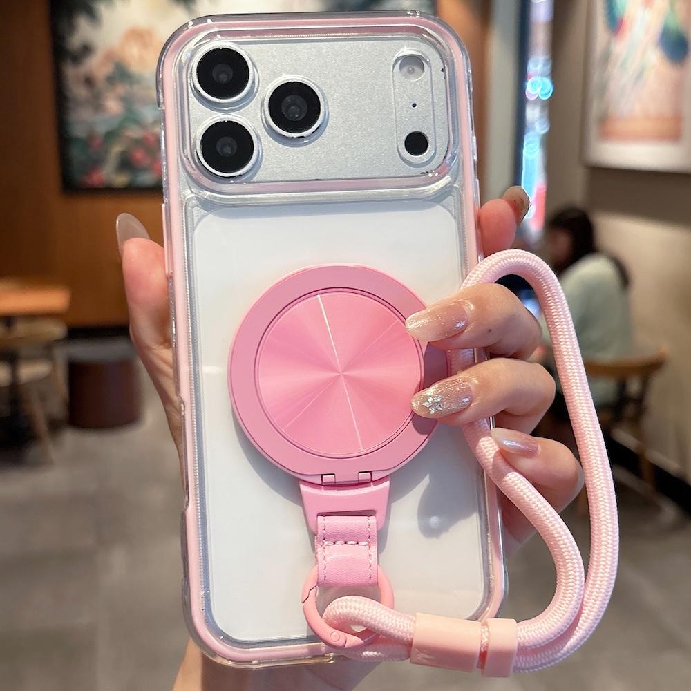 Bumper Clear Phone Case for iPhone 17 Pro Max 16 15 14 13 Pro 360 Ring Holder with Wrist Strap Shockproof Cover 16e 17 air 11