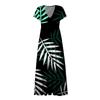 Women's Summer Leaf Floral Printed V-Neck Long Dress Dress
