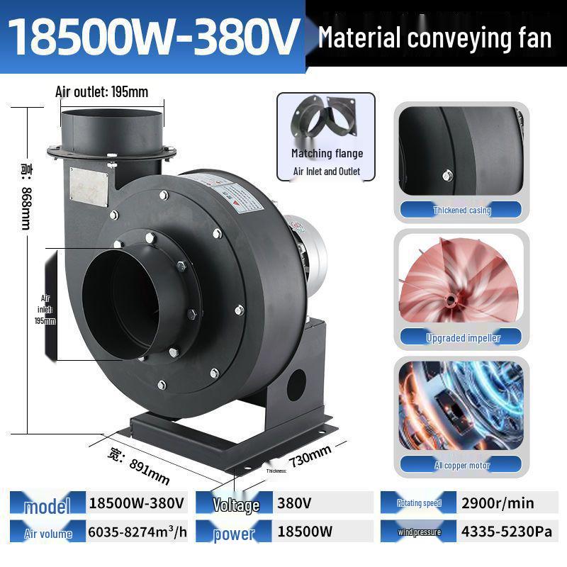 Silent High-Temperature Dust Extraction Fan for Woodworking and Construction