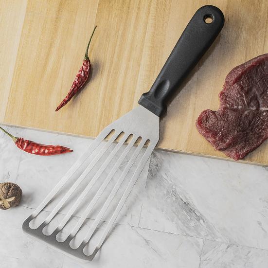 Bratspatel aus Edelstahl, rutschfest, leicht zu reinigen, hohles Design, vielseitig, guter Griff, Steak- und Fischspatel für Restaurants