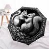 Squirrel  pattern, automatic folding umbrella, portable and foldable design, 8 ribs, a Christmas or birthday gift.