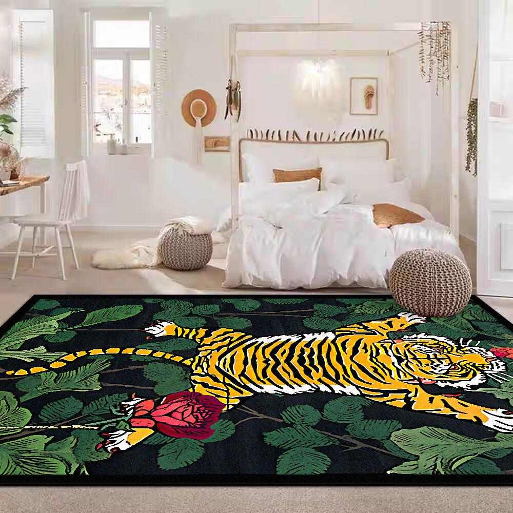 Tappeto Retro Lusso Leggero Morbido Antiscivolo Grande per Soggiorno Facile da Pulire Tappetino per Tavolino Divano Fantasia Tigre Carino Decorazione Tappeto per Camera dei Bambini