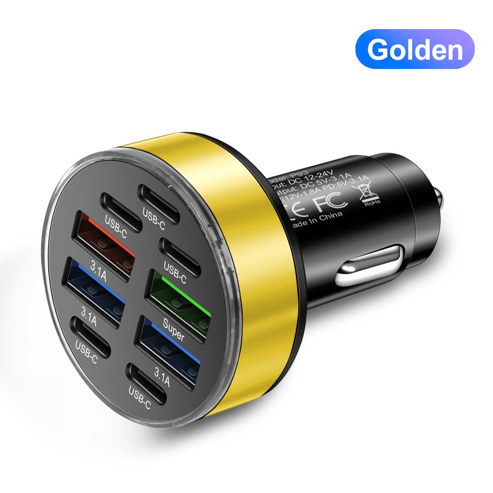 P93 9-in-1 USB Autoladegerät für iPhone-Buchse PD Autotelefonladegerät für Samsung Huawei Xiaomi