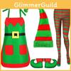 Festive Holiday Kitchen Apron Set With Cute Hat And Scarf For Family Celebrations