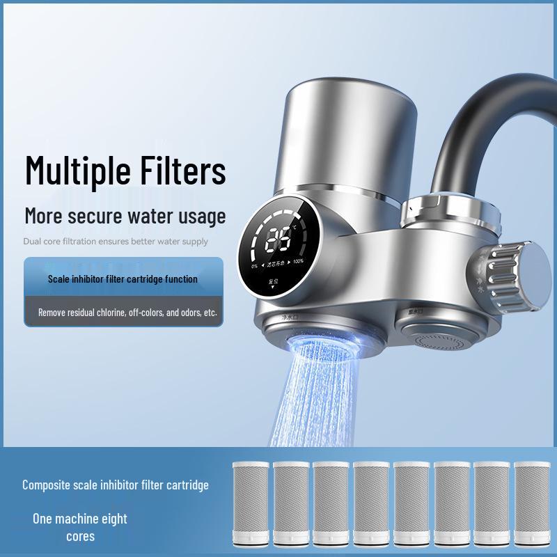 Smart Digital Faucet Water Purifier & Scale Inhibitor - Tap Filter for Kitchen & Bathroom, Detachable & Washable.