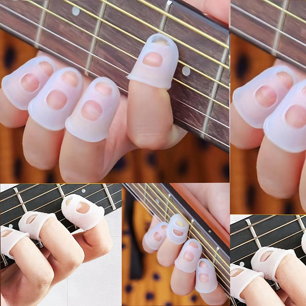 4 Silicone Guitar Finger Sleeves for Beginners Comfortable Protective Picks Acoustic Guitar Practice Finger Protection