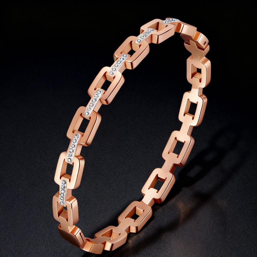 Square stainless steel zirconia ladies' bracelet clasp fashionable wristband jewelry