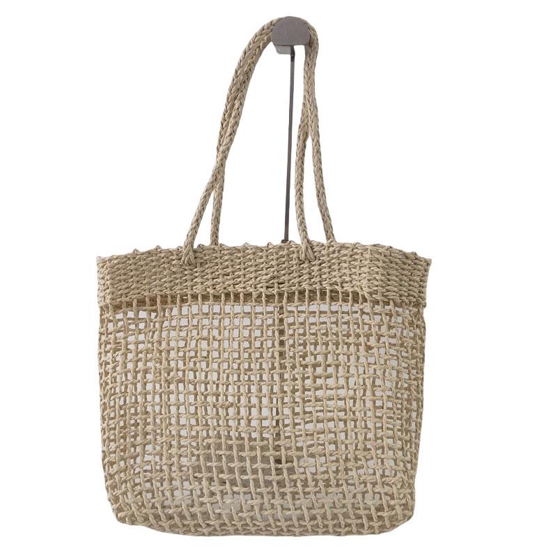 IELGY Vacation Leisure Woven Hollow Female Bag Retro Art Mori Style Simple Beach Bag