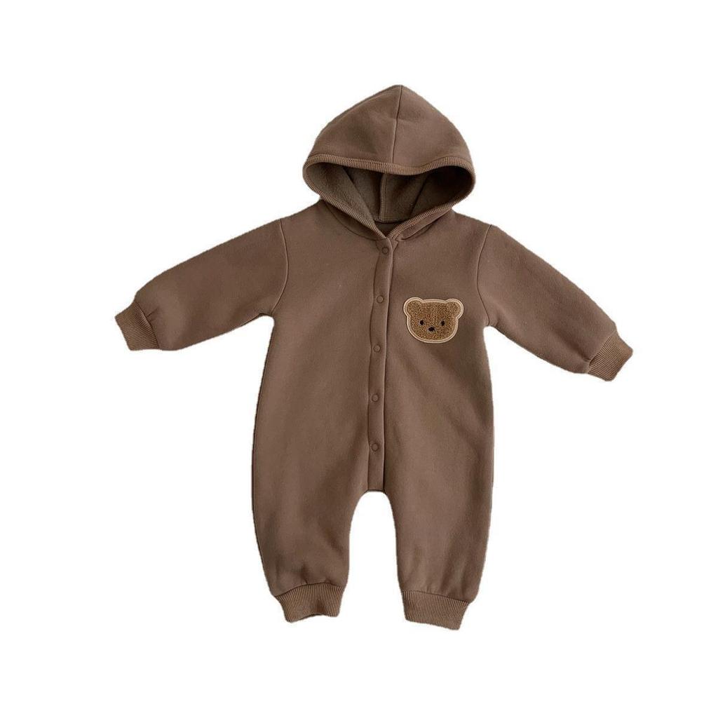 2023 Thickened Fleece Baby Onesie - Autumn/Winter Little Bear Romper for Boys & Girls