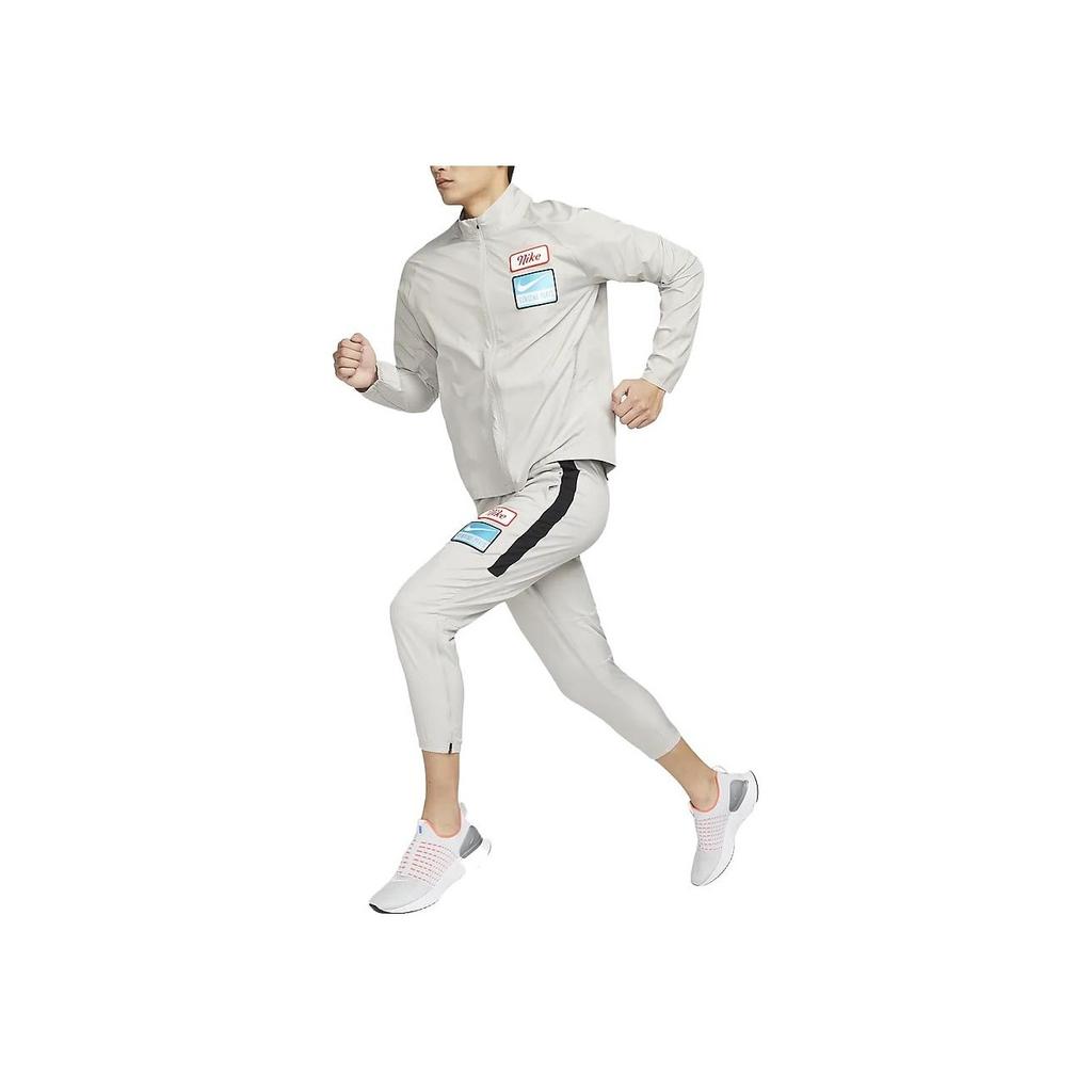 Nike Dri-Fit Logo Pattern Windbreaker Jacket Men Outerwear Gray DV9820-012
