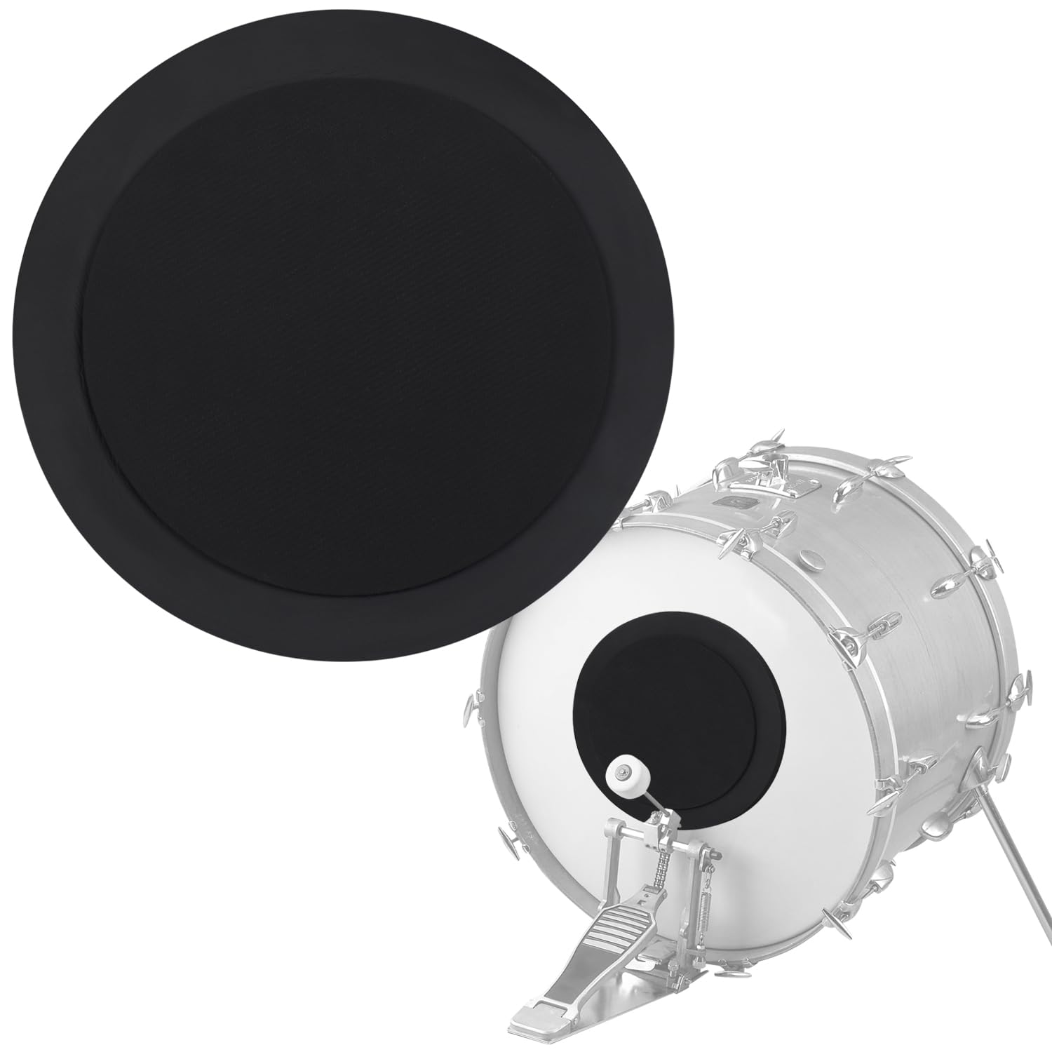

IMPRESA Kick Drum Mute Pads, 2-Pack - 10-Inch Peel & Stick with Hook & Loop Fasteners - Drum Silencers for Silent Practice & Damping