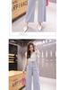 Korean Style High Waist Wide Leg Denim Trousers with Frayed Edge - Slimming, Loose, Nine-Tenth Length, Summer Wear for Women.