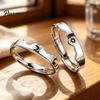 Sun Moon Rings 1 Pair Matching Couple Ring, Wedding Engagement Promise Adjustable Alloy Band Hypoallergenic Open Romantic Gift for Him Her Ring
