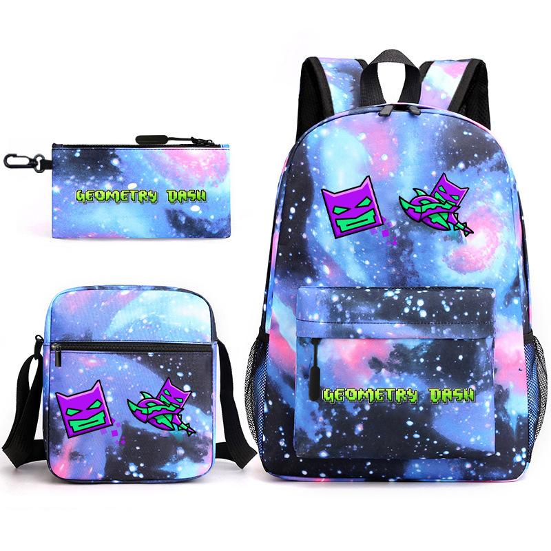 Geometry Sprint Game Backpack Geometry Dash Heat Transfer Backpack Elementary School Bag Leisure Bag