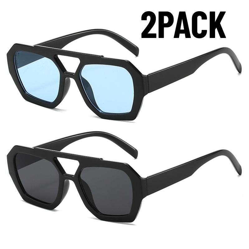 2PACK Fashion Double Bridges Women's Outdoor Travel Fishing Sunglasses Men Big Frame Eyewear Retro Luxury Designer Glasses UV400