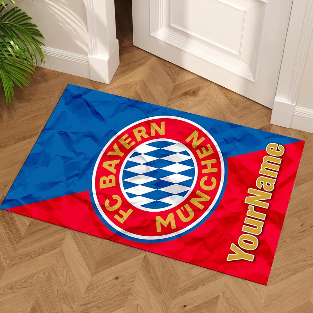 Bayern Munich Personalized Name Carpet Suitable for Foyer Dining Room Dormitory Entryway Anti-slip Rug Anime Office Decor Perfect Gift for Women/Men