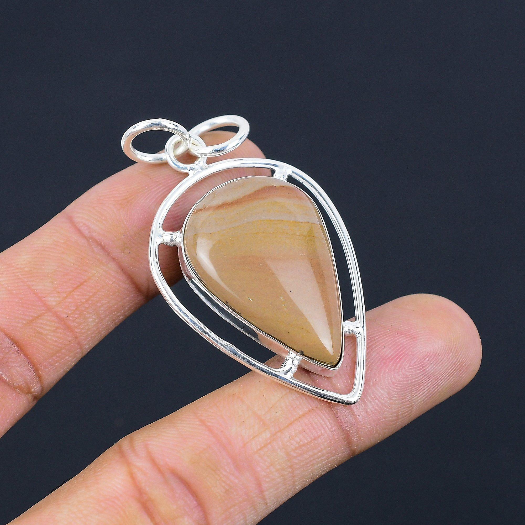 

Gift For Her 925 Sterling Silver Natural Flint Stone Gemstone Jewelry Pendant