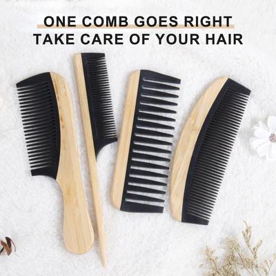 4 Types Bamboo Hair Comb Wide Tooth Comb Rat Tail Comb Fine Tooth Comb Antistatic Hair Detangling Comb Hair Styling Comb
