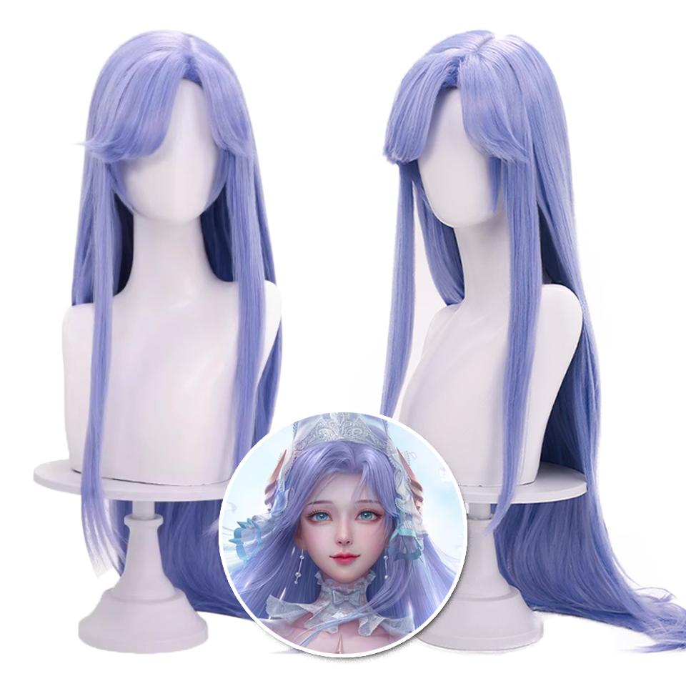 

Сине-фиолетовый длинный прямой синтетический парик WTB игра Honor Of Kings-Da Qiao косплей праздничный парик три-семь челок прямой парик 110cm