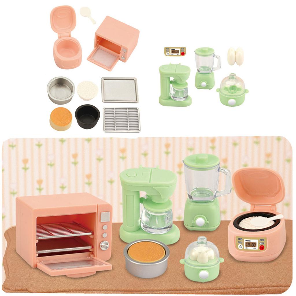 Cooker Oven Set Pretend Play for Kids Role Cookware Model Toy 1:12 Scale Kitchen Applian Juicer Cooker Play House