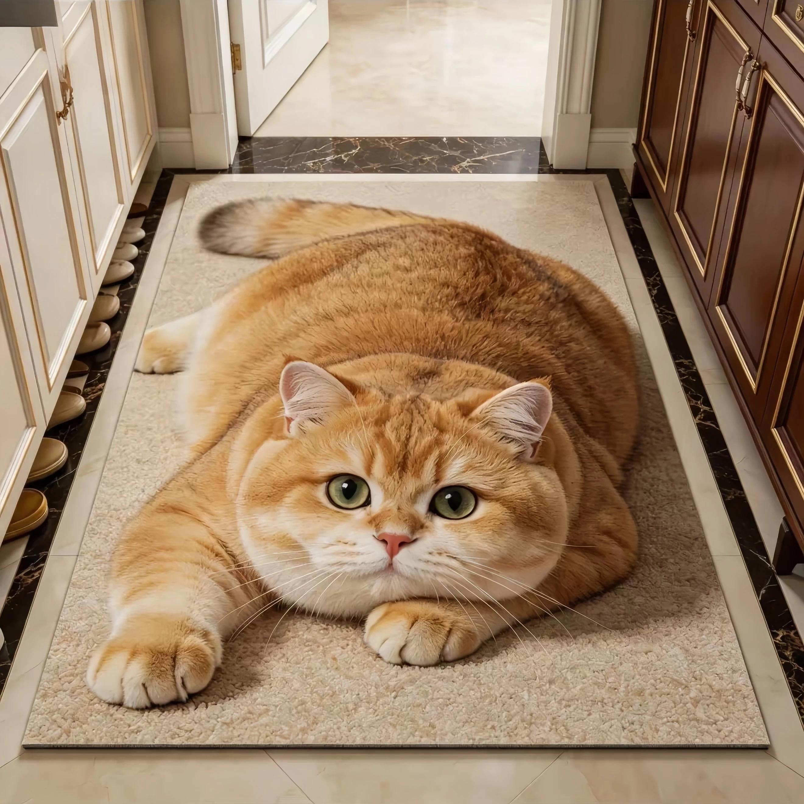 3D коврик для двери с кошкой, Милый котенок, Напольный коврик, Нескользящий коврик для входа в ванную и дом 30*40cm brown