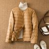 Light down jacket women's short autumn and winter light liner wear inner round neck warm large size coat